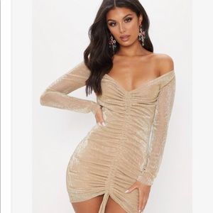 Ruched gold glitter dress